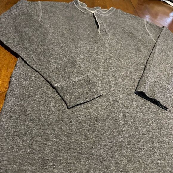 LL Bean Henley Shirt Mens Traditional Fit Grey Layer River Drivers Wool XXL Tall - Picture 2 of 8